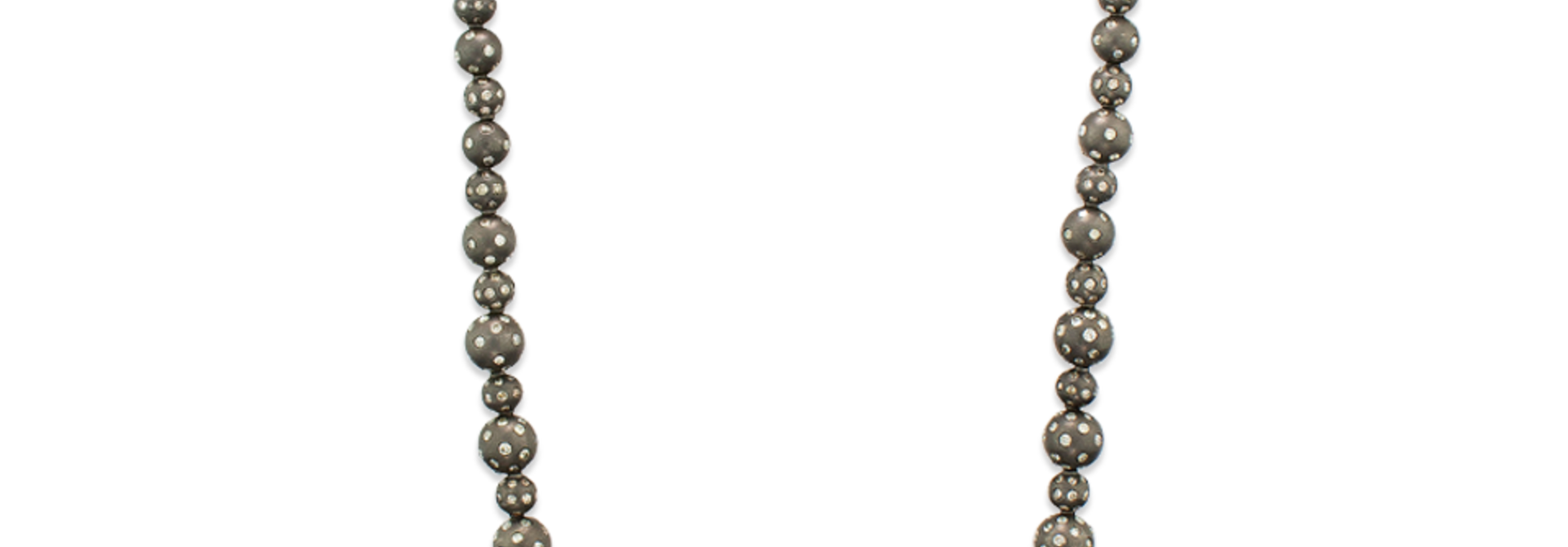 Graduated Sterling Silver and Diamond Necklace - 28"
