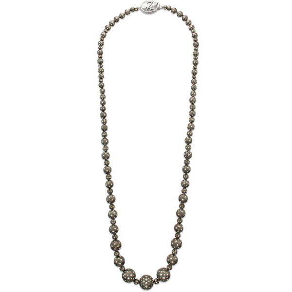 Graduated Sterling Silver and Diamond Necklace - 28"