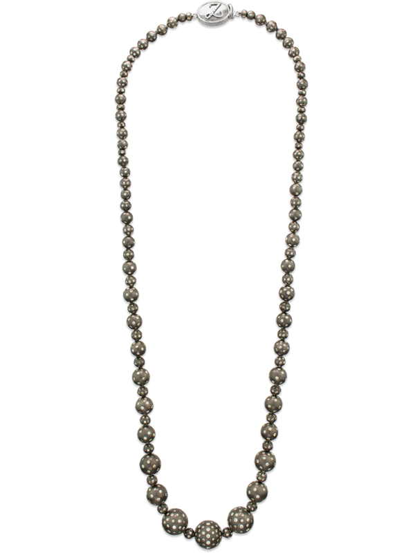 Graduated Sterling Silver and Diamond Necklace - 28"