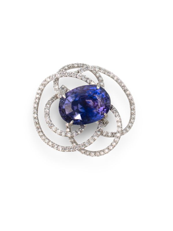 Purple-Blue/Violet Sapphire Flower Ring