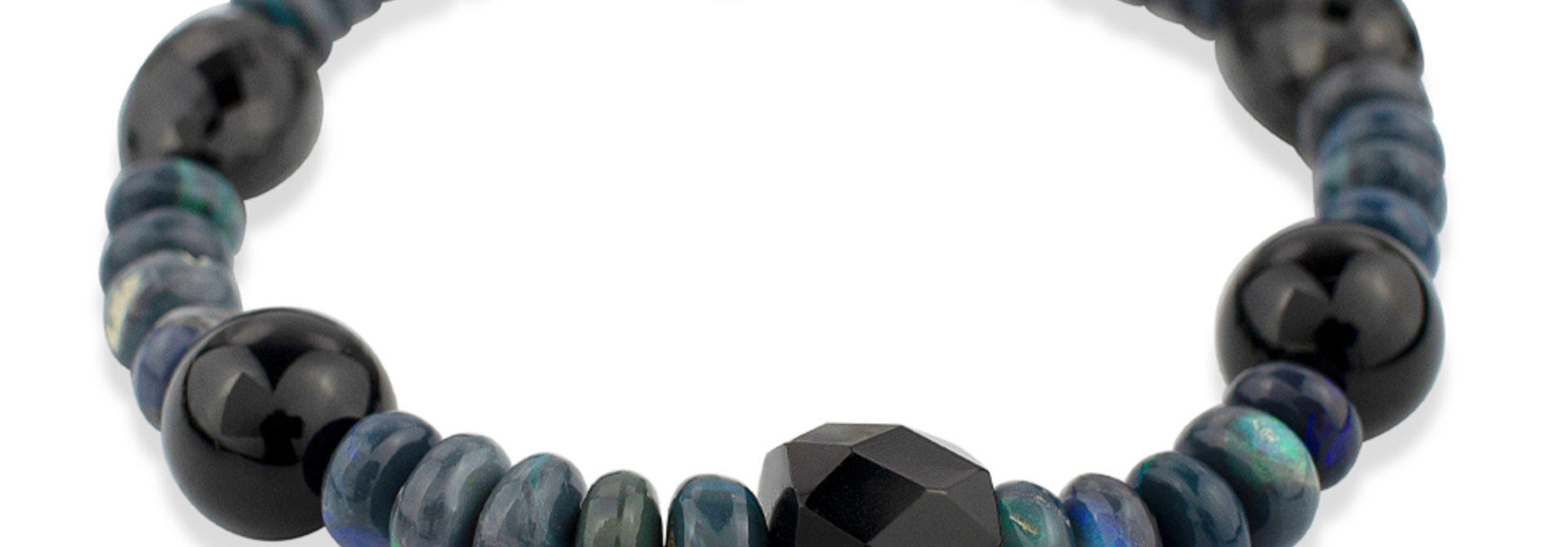 Black Opal and Black Jet Bracelet - 7"
