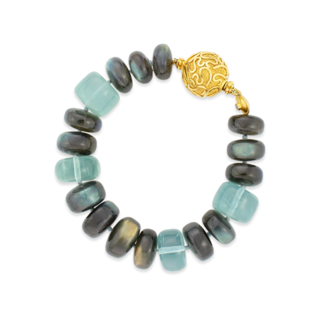 Labradorite & Aquamarine Bracelet - 7"