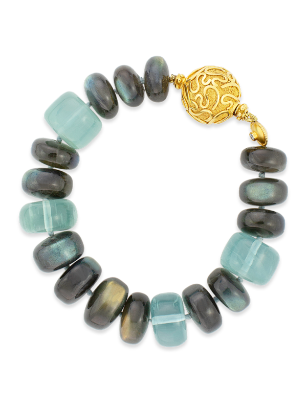 Labradorite & Aquamarine Bracelet - 7"