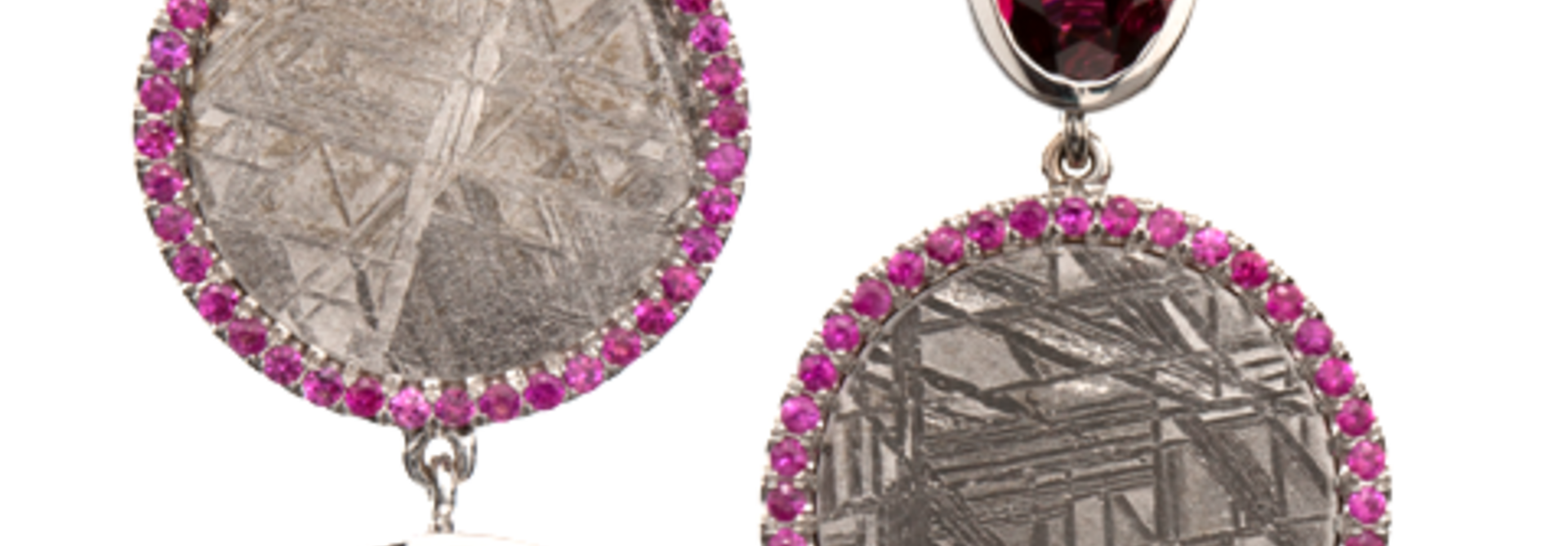 Meteorite, Rubelite and Pink Sapphire Earrings
