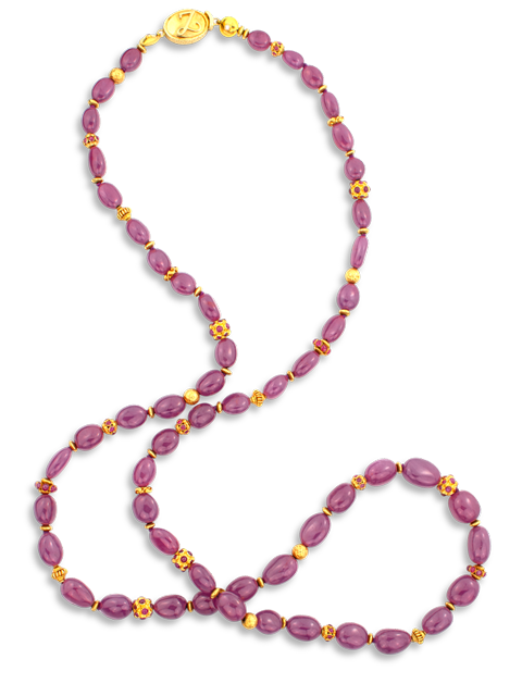 Ruby & Gold Necklace - 38"-1