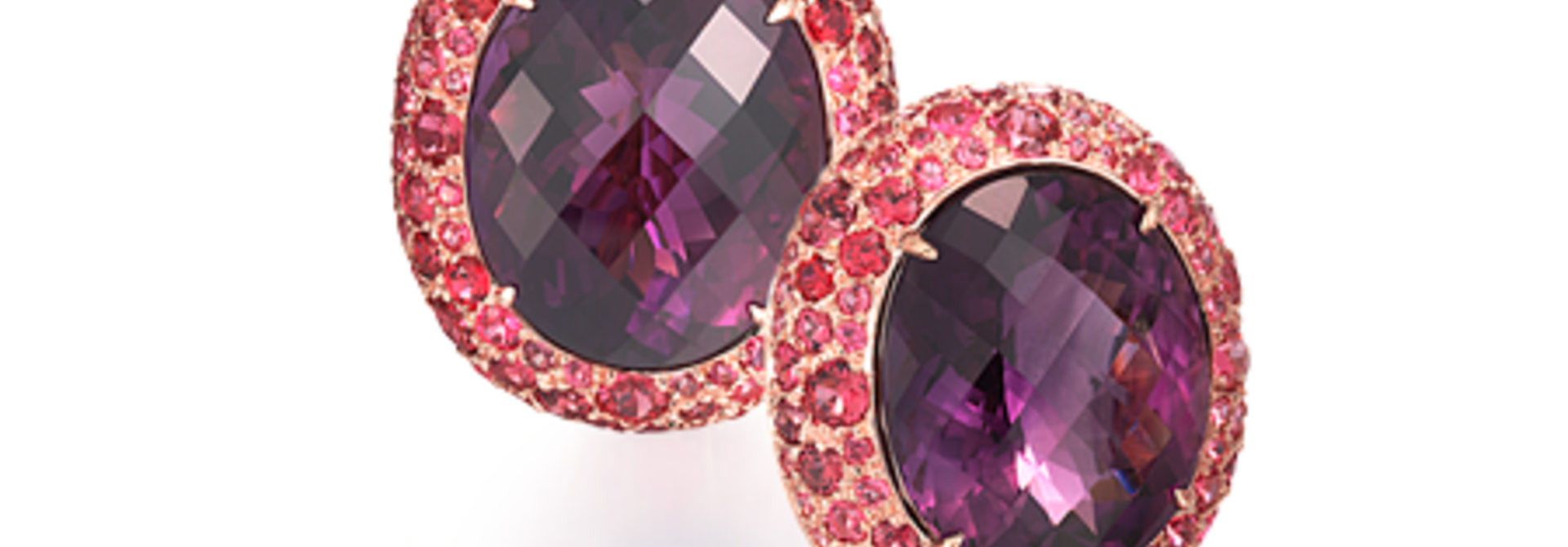 Amethyst & Pink Spinel Pave Button Style Earrings