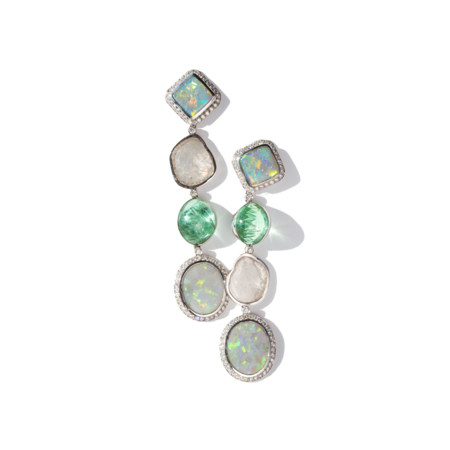Opal, Diamond Slice & Paraiba Earrings
