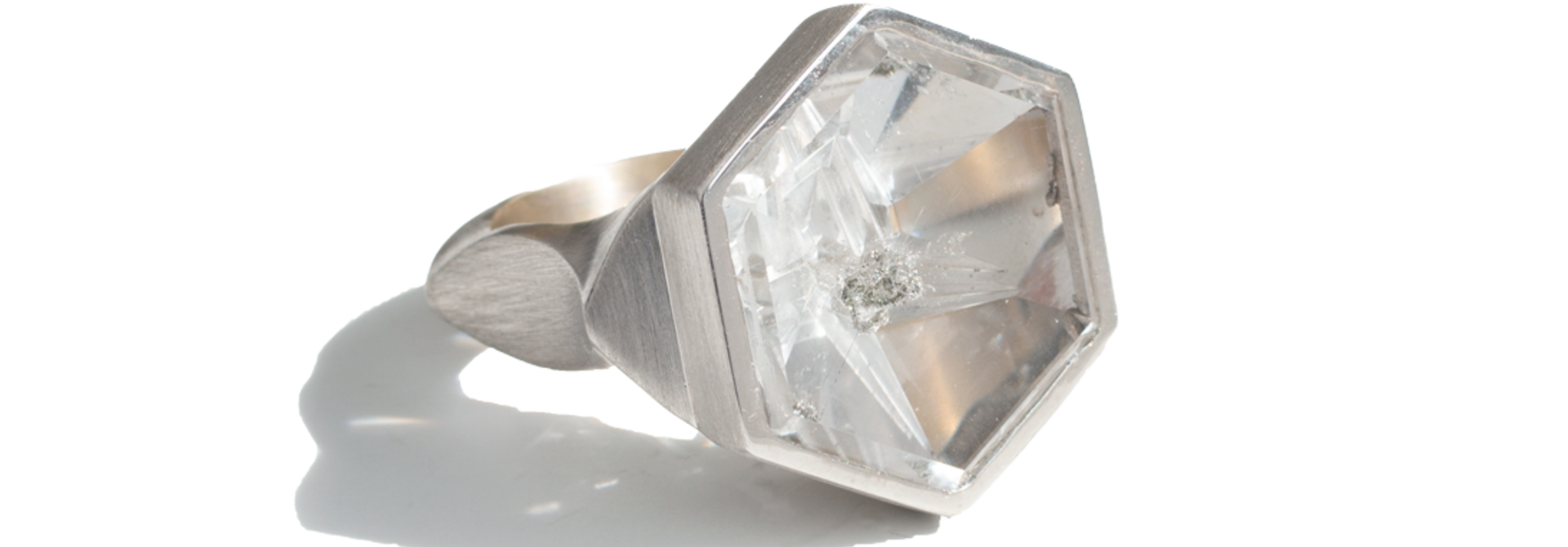 Rock Crystal & Pyrite Ring