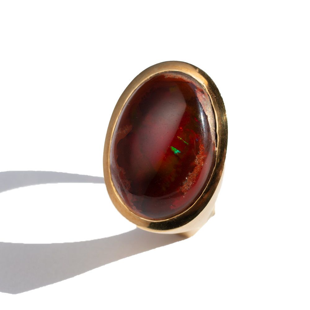 Fire Opal & 18k Gold Ring-2