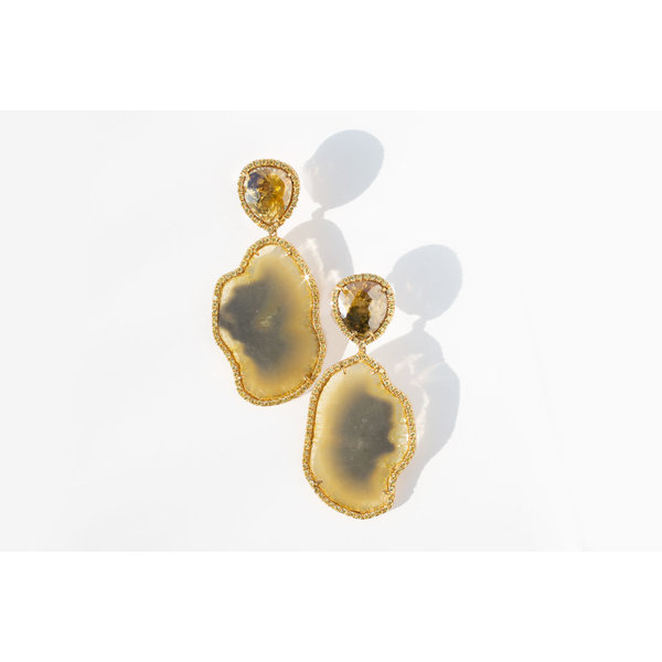 Saffron Yellow Diamond & Yellow Diamond Slice Earrings
