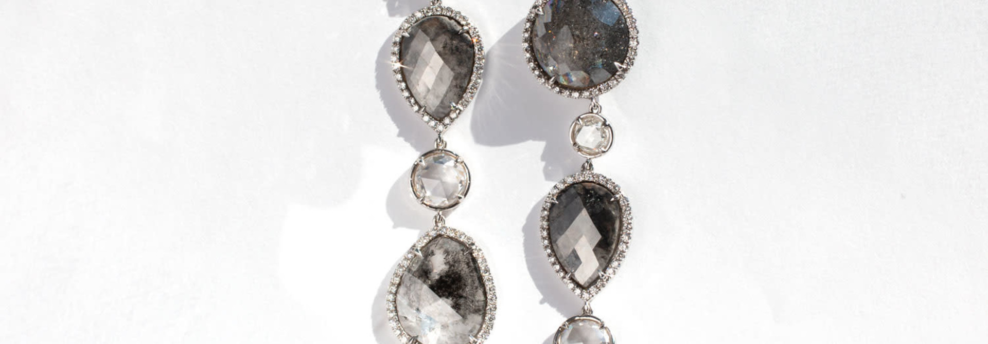 Salt & Pepper Diamond Slice Earrings