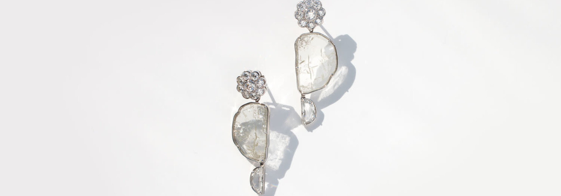 White Diamond Slice Earrings
