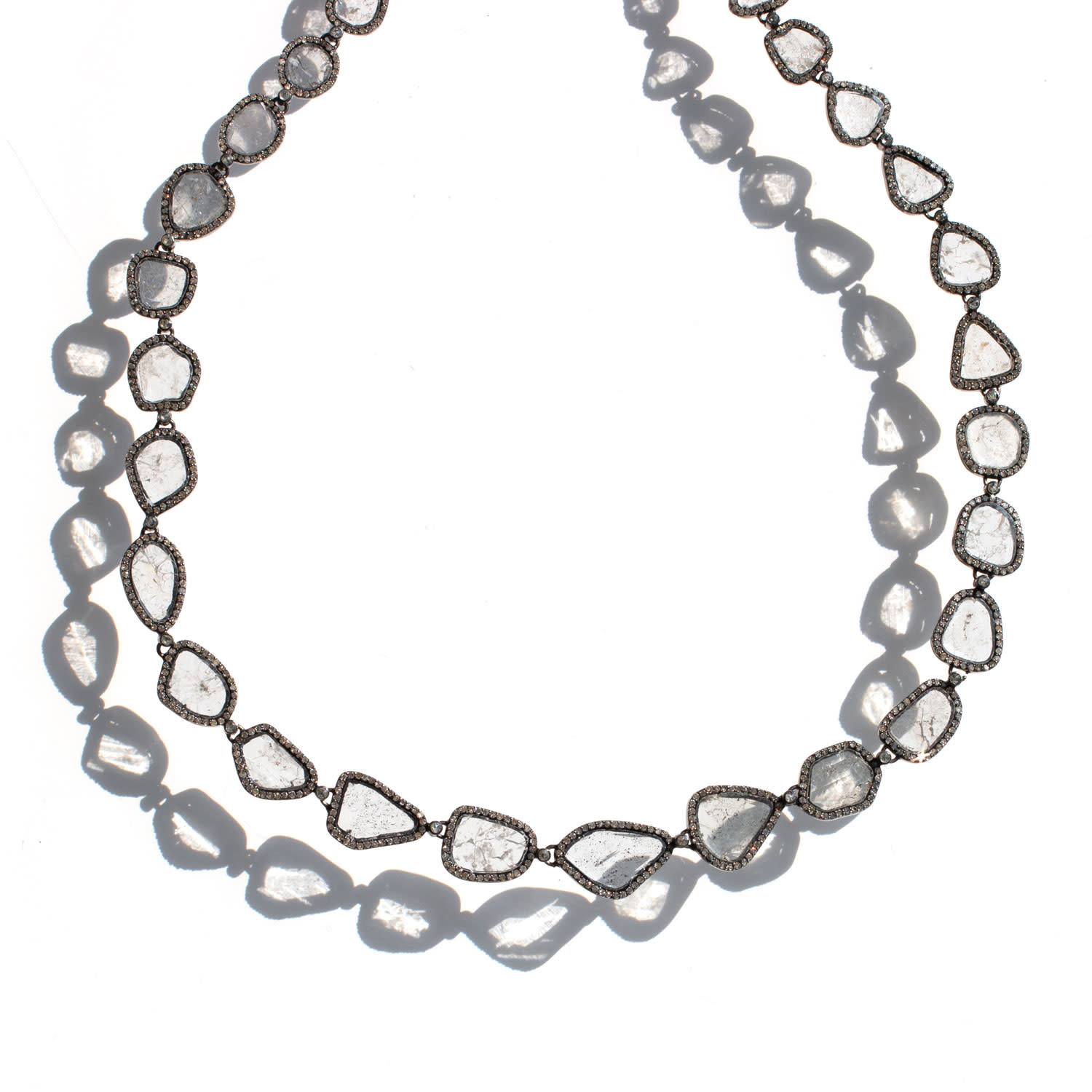 Diamond Slice & Sterling Silver Necklace --1