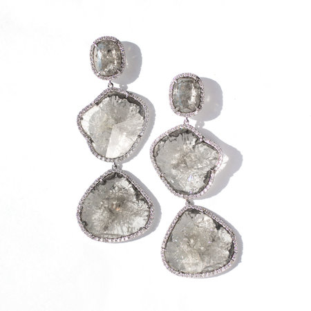 Raw Cut Diamond Slice Earrings