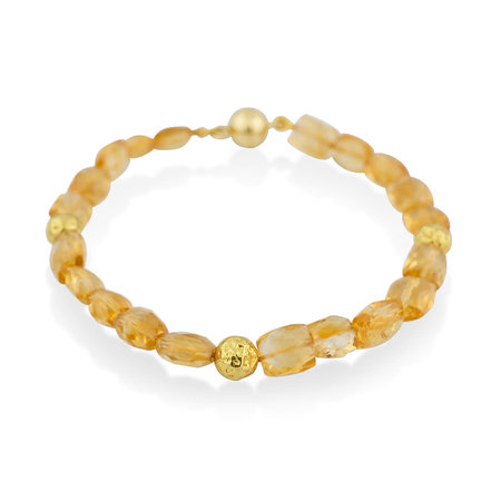 Citrine and Gold Bracelet - 7"