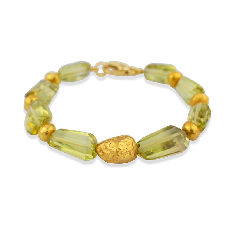 Lemon Citrine & Gold Bracelet - 7"