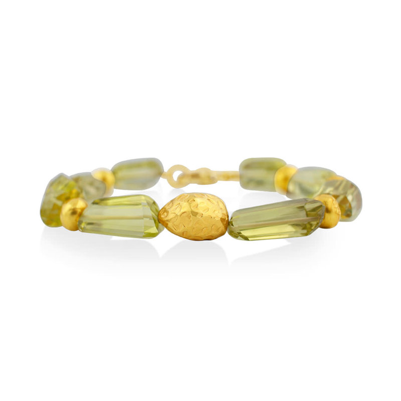 Lemon Citrine & Gold Bracelet - 7"