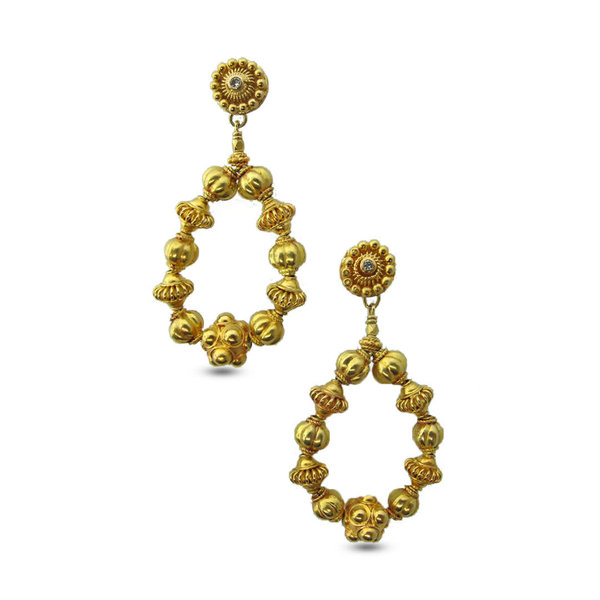 Saffron Gold Bead Earrings
