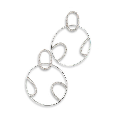 White Gold and Diamond Open Hoop Earrings