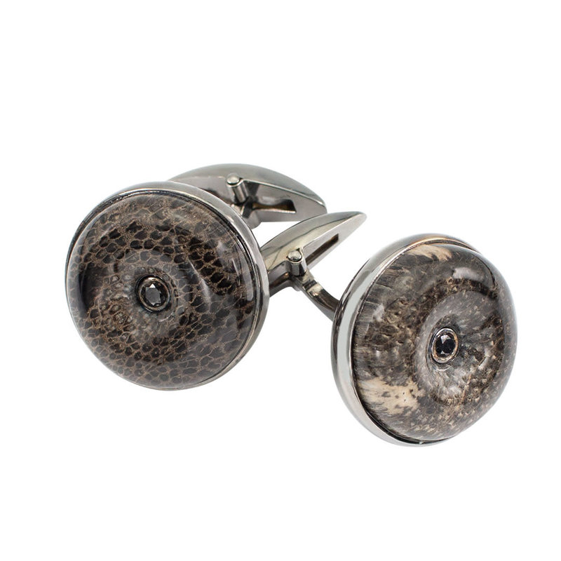 Palm Wood and Black Diamond Cufflinks