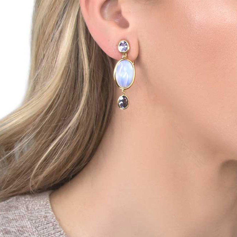 Moonstone & Lavender Spinel Earrings