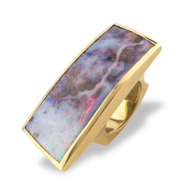 Boulder Opal & 18K Gold Ring