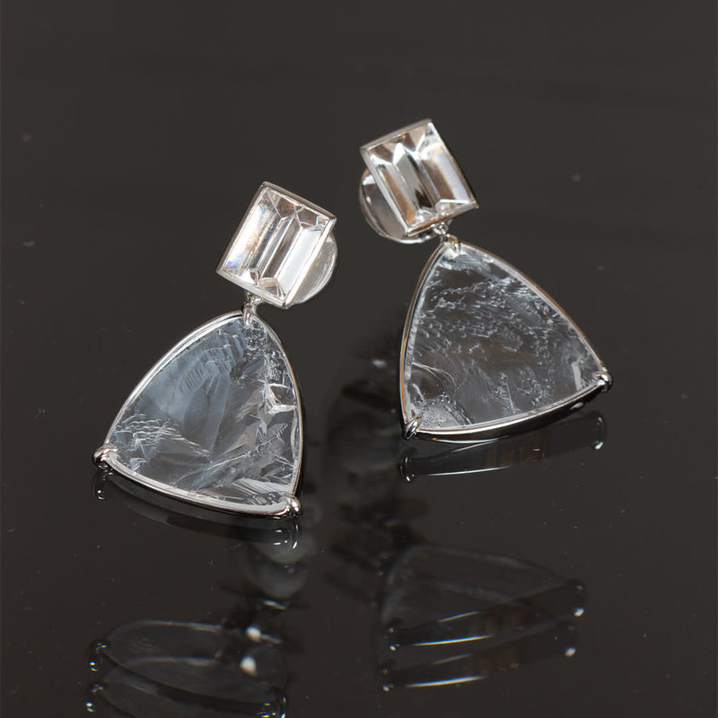Quartz Crystal & Water Opal Earrings