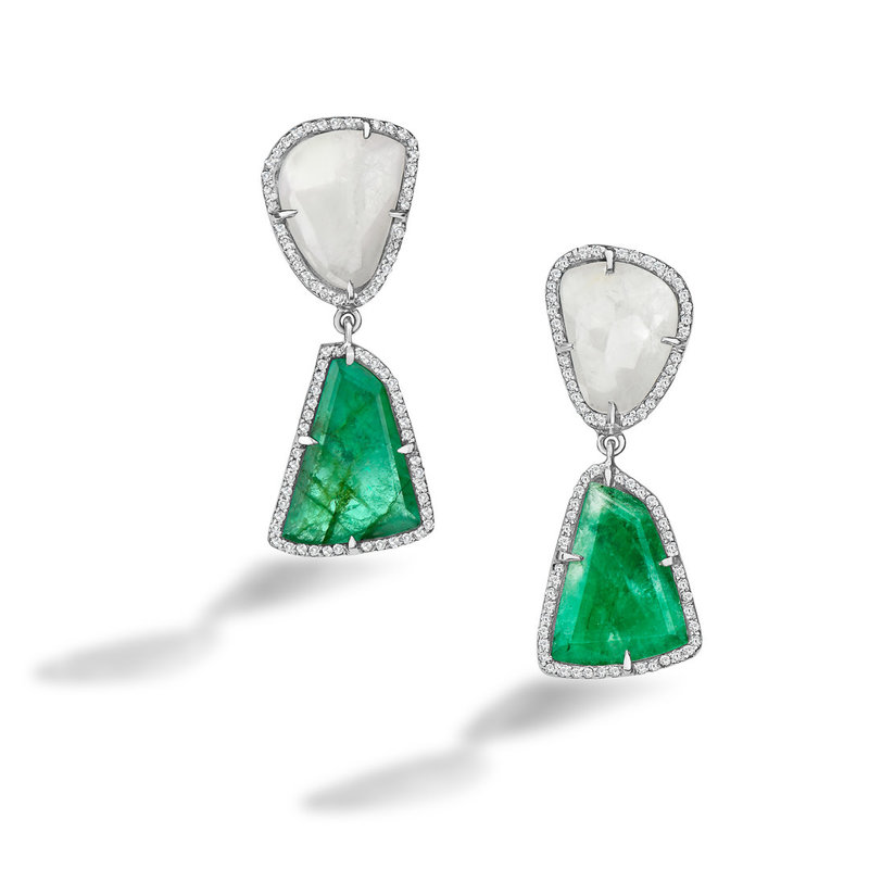 White Sapphire and Emerald Earrings