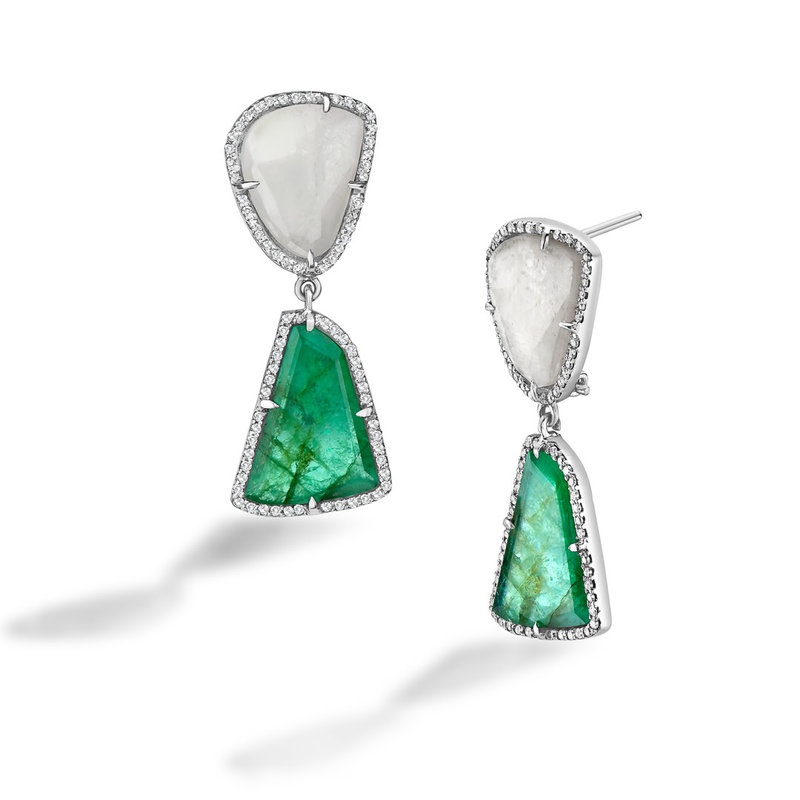 White Sapphire and Emerald Earrings