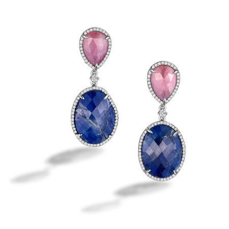 Pink and Blue Sapphire Earrings