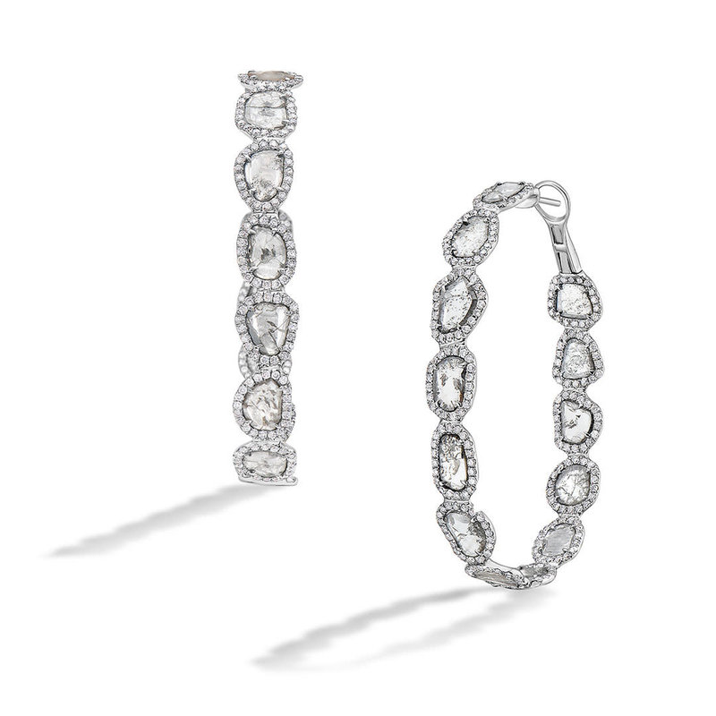 Oval Diamond Slice Hoop Earrings