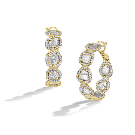 Round Diamond Slice Hoop Earrings