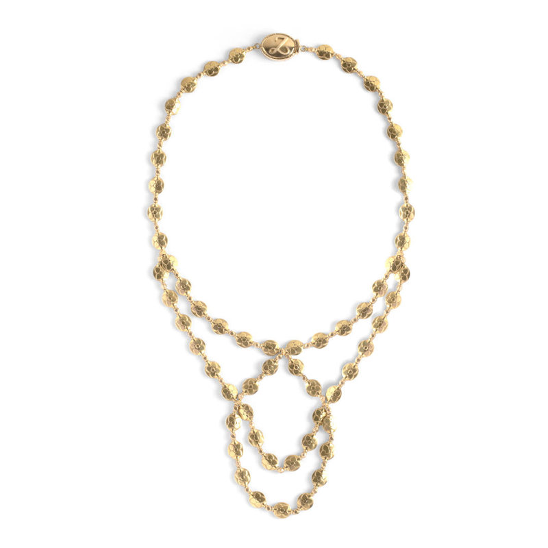 Flower Bead Gold Woven Necklace