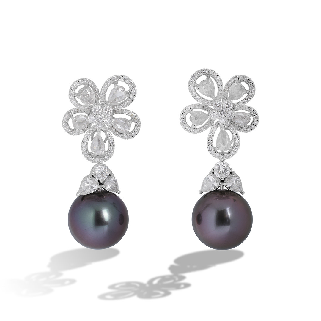 Tahitian pearl shop earrings with diamonds