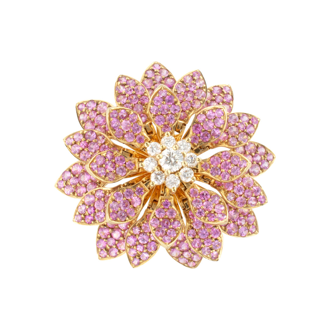 Star Blossom pendant, pink gold and diamonds - Luxury Pink