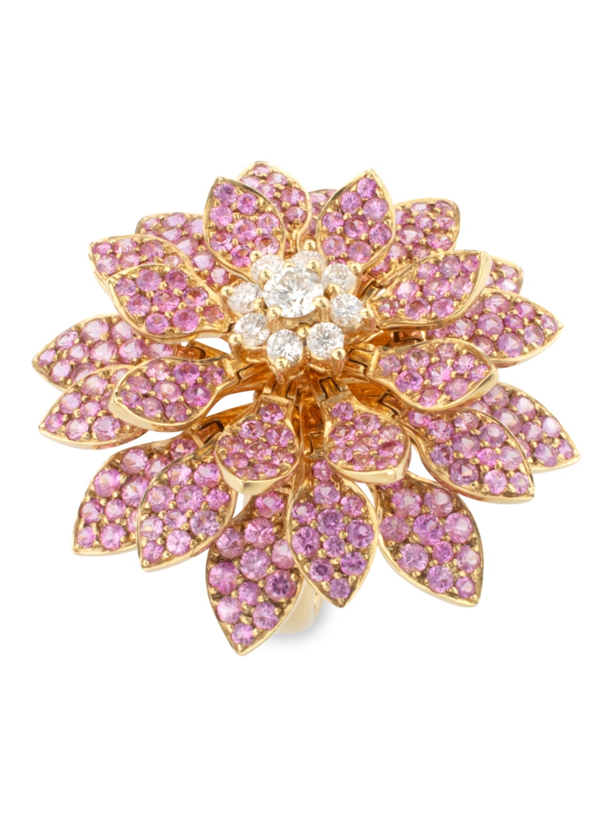 Moving Flower Ring with Pink Sapphires