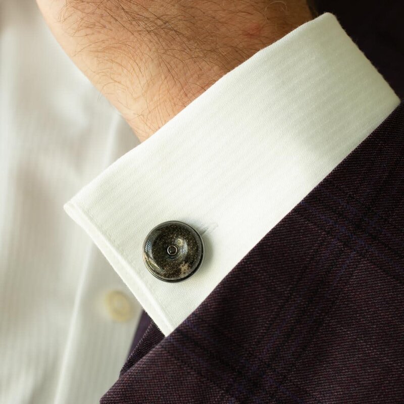 Palm Wood and Black Diamond Cufflinks