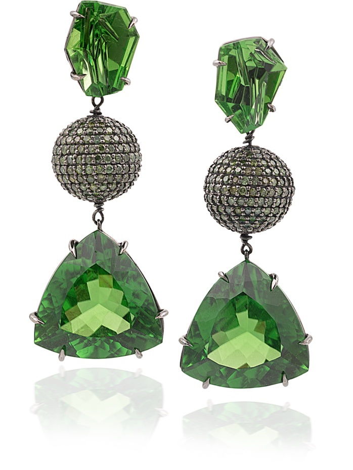 peridot and green diamond earrings