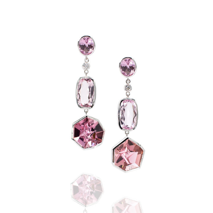 Pink Spinel, Morganite & Pink Tourmaline Earrings - Fine Jewelry by