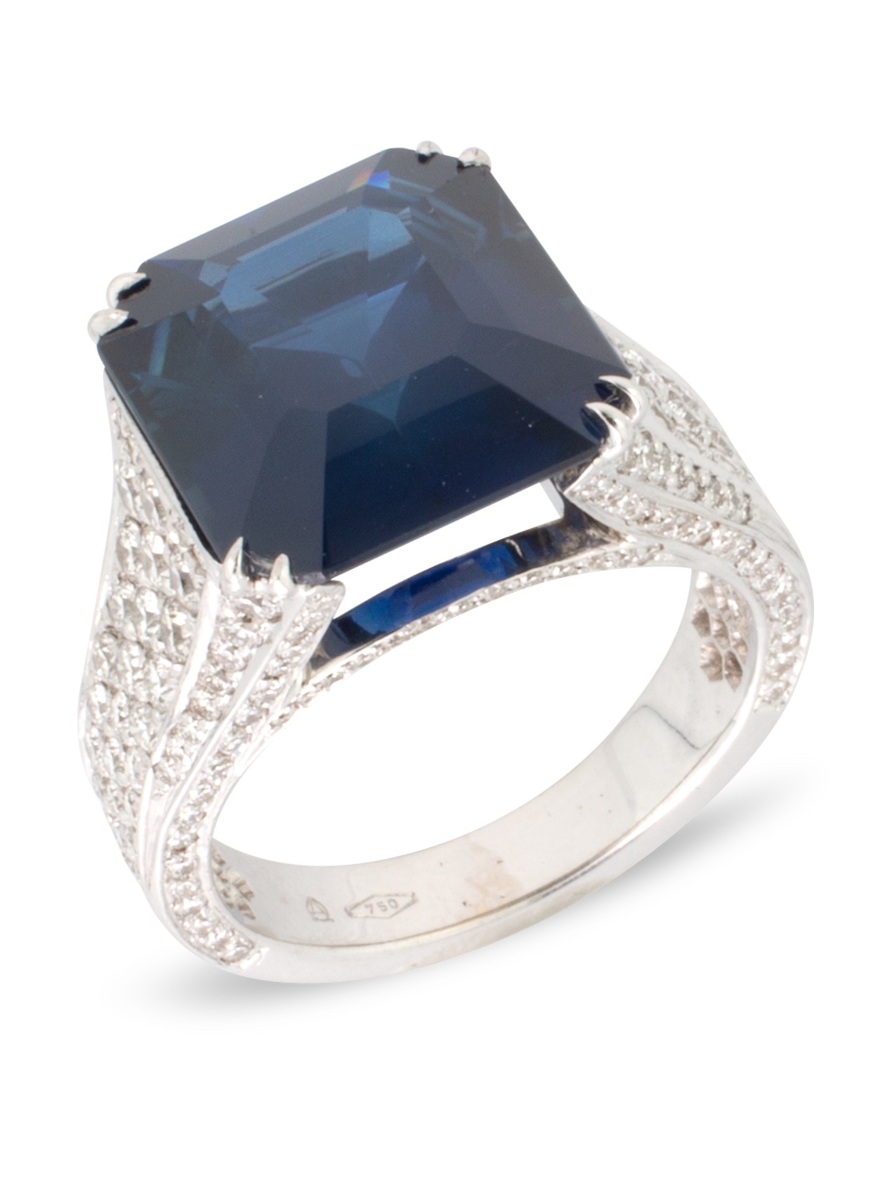 Blue sapphire and diamond ring