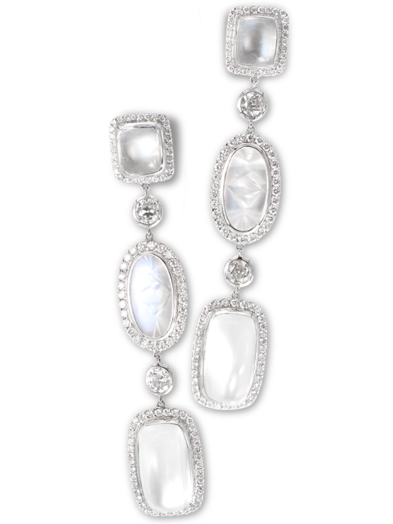 Moonstone and Diamond Earrings