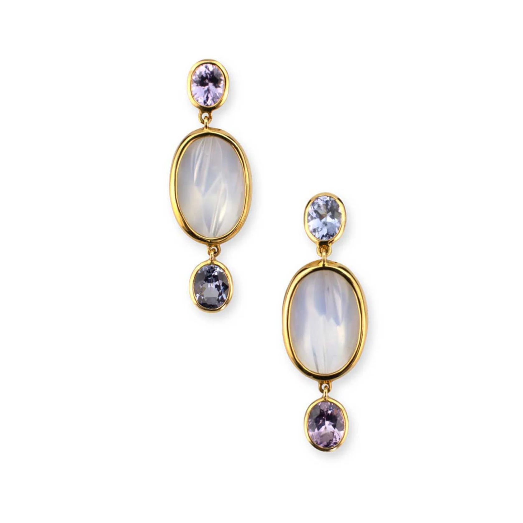 Moonstone and Lavender Spinel Earrings