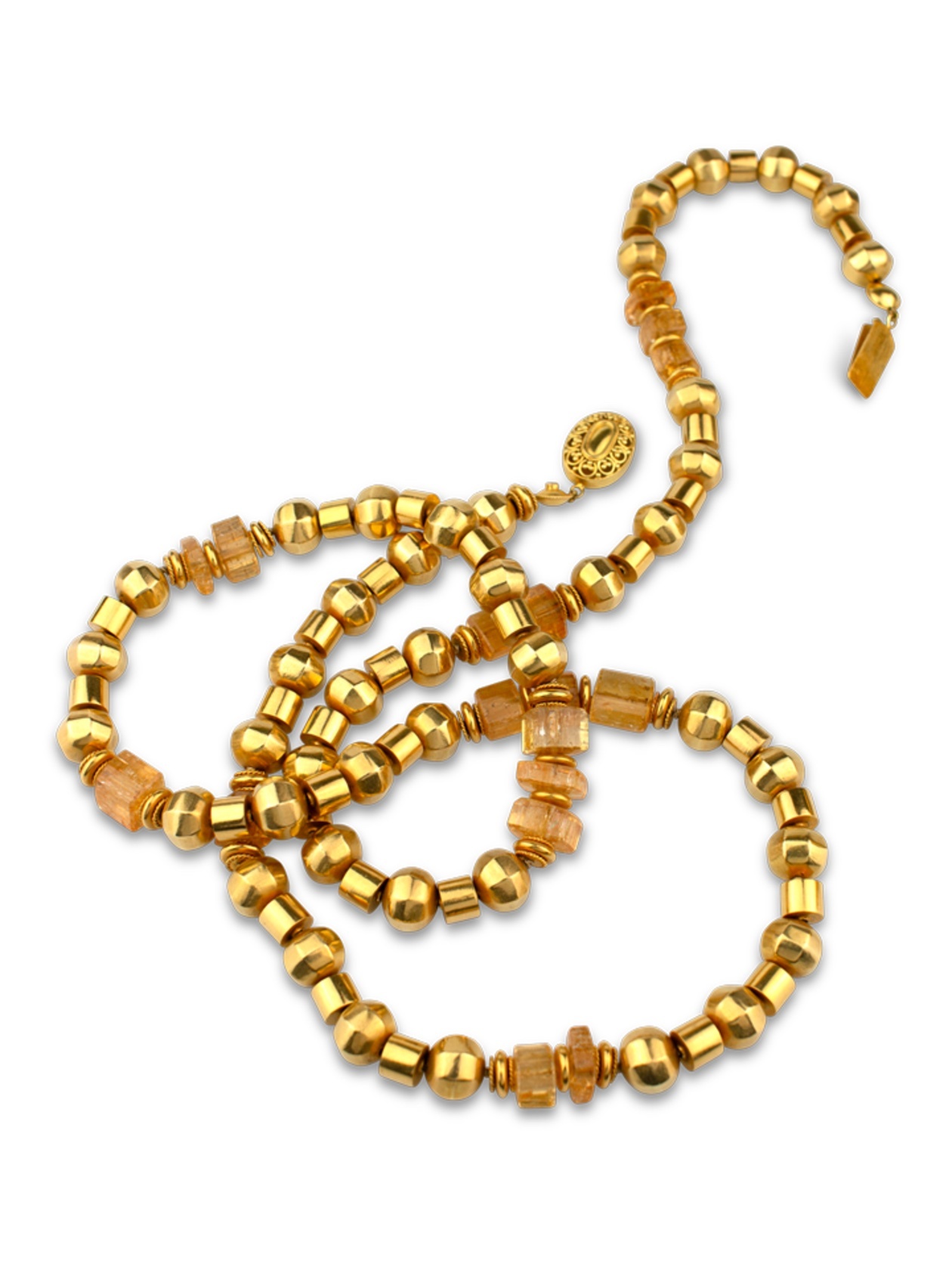Gold and imperial topaz necklace