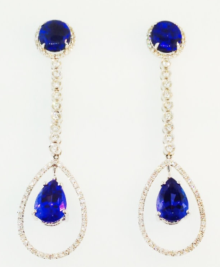 black opal, tanzanite, and diamond earrings