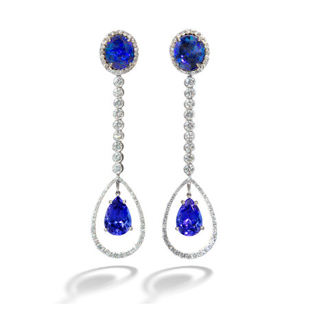 Black Opal, Tanzanite & Diamond Earrings