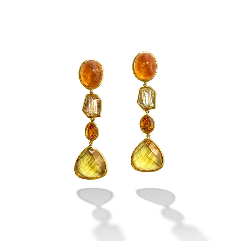 Mandarin Garnet & Golden Beryl Earrings