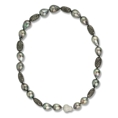 Tahitian Pearl and Diamond Slice Necklace