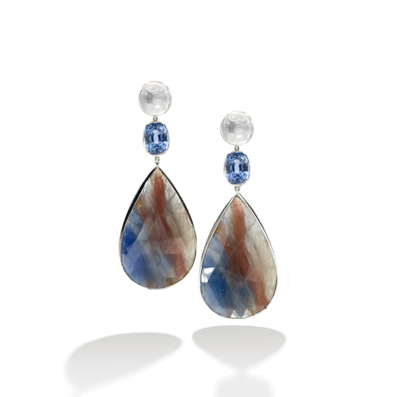 Blue Moonstone Silver Earrings | Verawolf.com