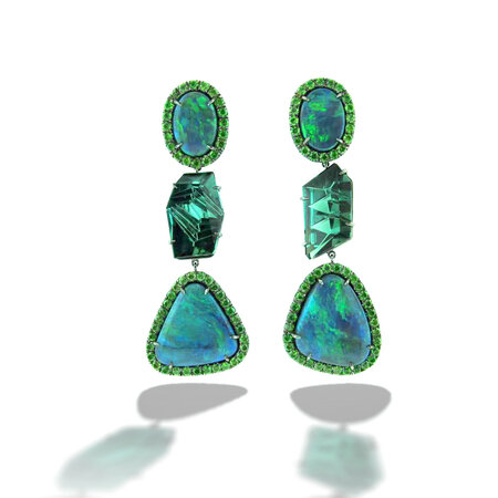 Black Opal & Indicolite Tourmaline Earrings