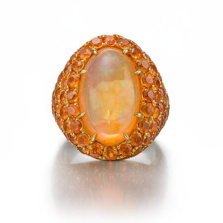 Fire Opal with Mandarin Garnet Ring